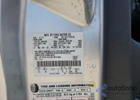 2013 Ford F150 Supercrew из США, поврежденный, VIN 1FTFW1CF0DFB31883